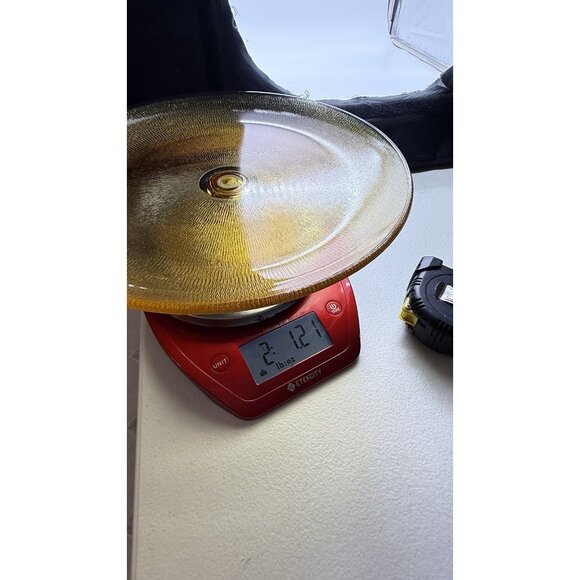 Vintage Imperial Glass Amber Gold Pedestal Textured Cake Plate, Fruit Platter - Picture 12 of 12